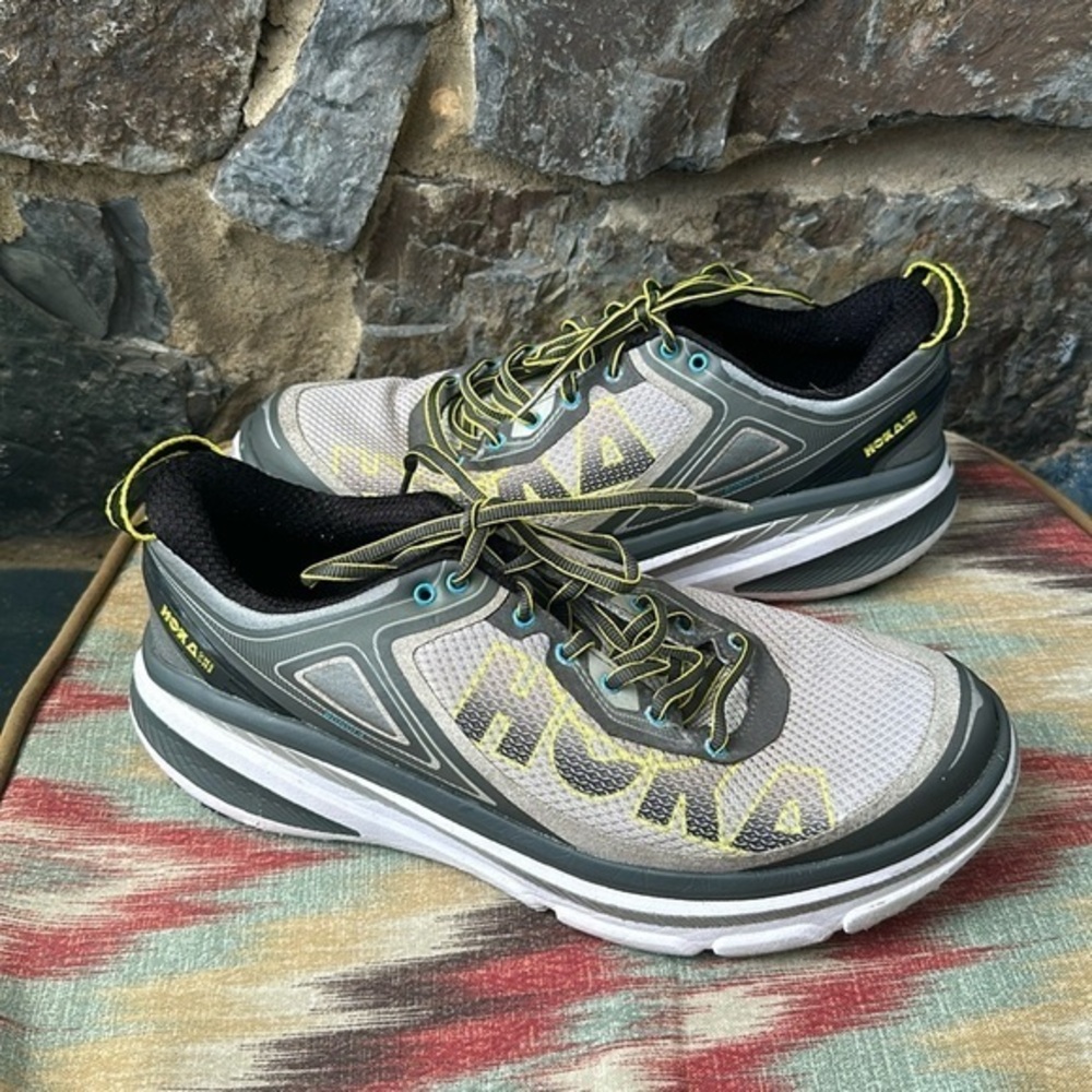 Hoka One One Bondi 4 Men's Running Shoes Size 10 Gray/Yellow